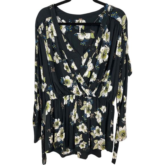 Free People Tuscan Dreams Black Floral Tunic Dress - Picture 11 of 14